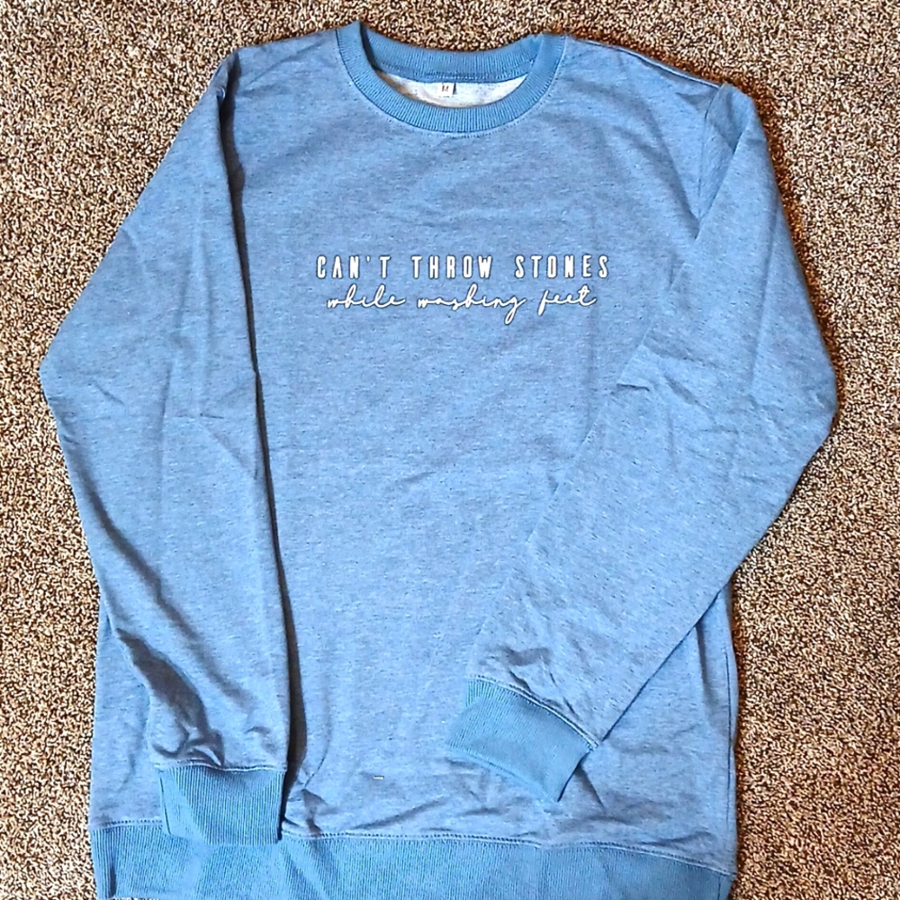 Can't Throw Stones Sweatshirt-Heather Blue Medium